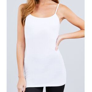 Basic Layering Tank Camisole Longer Length White Size Small